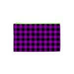 Purple Black Buffalo Plaid Cosmetic Bag (XS)
