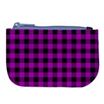 Purple Black Buffalo Plaid Large Coin Purse