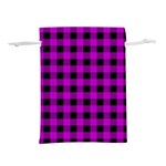 Purple Black Buffalo Plaid Lightweight Drawstring Pouch (M)