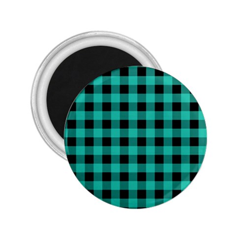Turquoise Black Buffalo Plaid 2.25  Magnets from ArtsNow.com Front