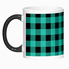 Turquoise Black Buffalo Plaid Morph Mugs from ArtsNow.com Left