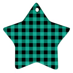 Turquoise Black Buffalo Plaid Star Ornament (Two Sides) from ArtsNow.com Back