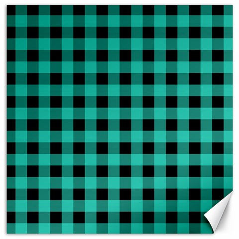 Turquoise Black Buffalo Plaid Canvas 20  x 20  from ArtsNow.com 19 x19.27  Canvas - 1