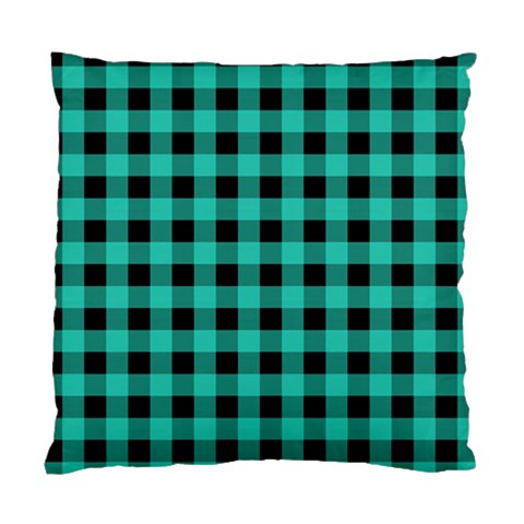 Turquoise Black Buffalo Plaid Standard Cushion Case (One Side) from ArtsNow.com Front