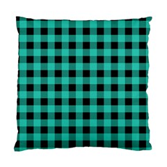 Turquoise Black Buffalo Plaid Standard Cushion Case (Two Sides) from ArtsNow.com Front