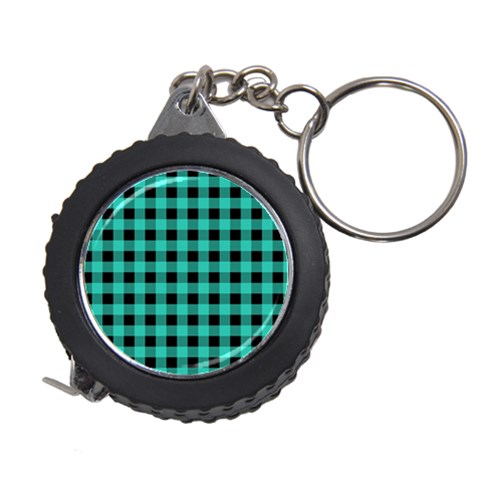 Turquoise Black Buffalo Plaid Measuring Tape from ArtsNow.com Front