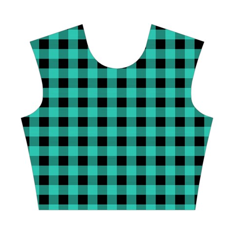Turquoise Black Buffalo Plaid Cotton Crop Top from ArtsNow.com Front