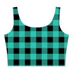 Turquoise Black Buffalo Plaid Midi Sleeveless Dress from ArtsNow.com Top Front