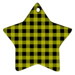 Yellow Black Buffalo Plaid Star Ornament (Two Sides)