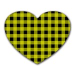 Yellow Black Buffalo Plaid Heart Mousepads