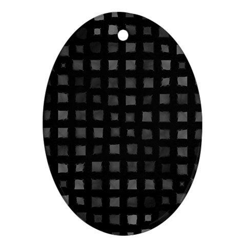 Abstract Black Checkered Pattern Oval Ornament (Two Sides) from ArtsNow.com Front