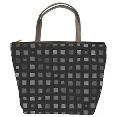 Abstract Black Checkered Pattern Bucket Bag from ArtsNow.com Front