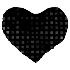 Abstract Black Checkered Pattern Large 19  Premium Flano Heart Shape Cushions from ArtsNow.com Front