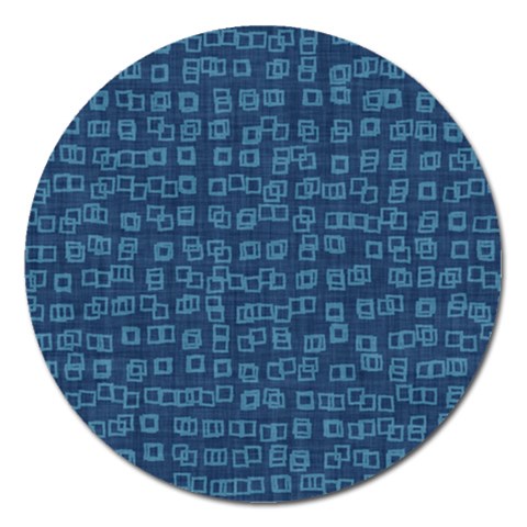 Blue Abstract Checks Pattern Magnet 5  (Round) from ArtsNow.com Front