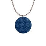 Blue Abstract Checks Pattern 1  Button Necklace