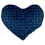 Blue Abstract Checks Pattern Large 19  Premium Heart Shape Cushions