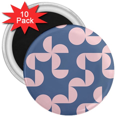 Pink And Blue Shapes 3  Magnets (10 pack)  from ArtsNow.com Front