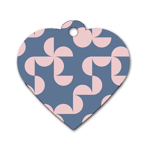 Pink And Blue Shapes Dog Tag Heart (Two Sides) from ArtsNow.com Front