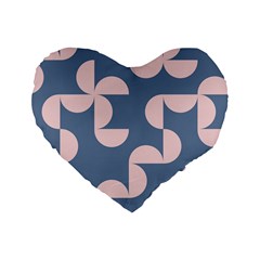 Pink And Blue Shapes Standard 16  Premium Heart Shape Cushions from ArtsNow.com Front