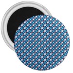 Country Blue Checks Pattern 3  Magnets
