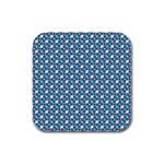 Country Blue Checks Pattern Rubber Square Coaster (4 pack) 