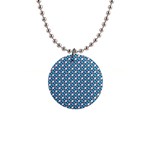 Country Blue Checks Pattern 1  Button Necklace