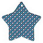 Country Blue Checks Pattern Star Ornament (Two Sides)