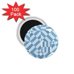 Truchet Tiles Blue White 1.75  Magnets (100 pack) 