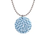 Truchet Tiles Blue White 1  Button Necklace