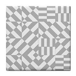 Truchet Tiles Grey White Pattern Tile Coaster