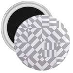 Truchet Tiles Grey White Pattern 3  Magnets
