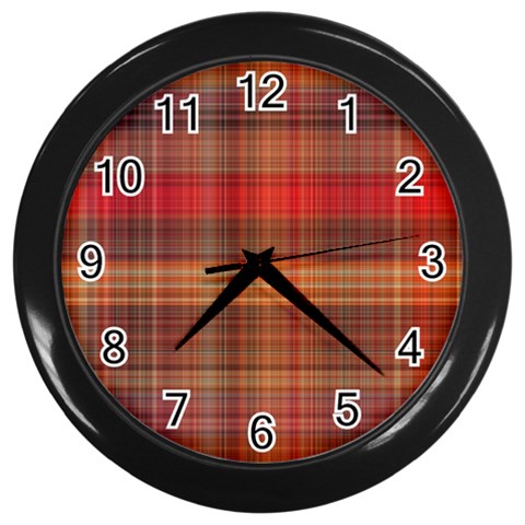 Madras Plaid Fall Colors Wall Clock (Black) from ArtsNow.com Front