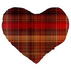 Madras Plaid Fall Colors Large 19  Premium Heart Shape Cushions from ArtsNow.com Front