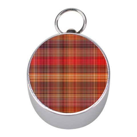 Madras Plaid Fall Colors Mini Silver Compasses from ArtsNow.com Front