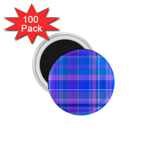 Madras Plaid Blue Purple 1.75  Magnets (100 pack)  from ArtsNow.com Front