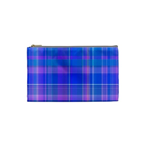 Madras Plaid Blue Purple Cosmetic Bag (Small) from ArtsNow.com Front