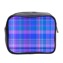 Madras Plaid Blue Purple Mini Toiletries Bag (Two Sides) from ArtsNow.com Back