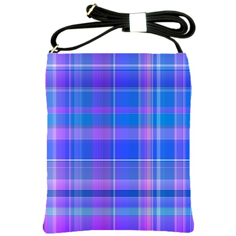 Madras Plaid Blue Purple Shoulder Sling Bag from ArtsNow.com Front