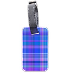 Madras Plaid Blue Purple Luggage Tag (two sides) from ArtsNow.com Front