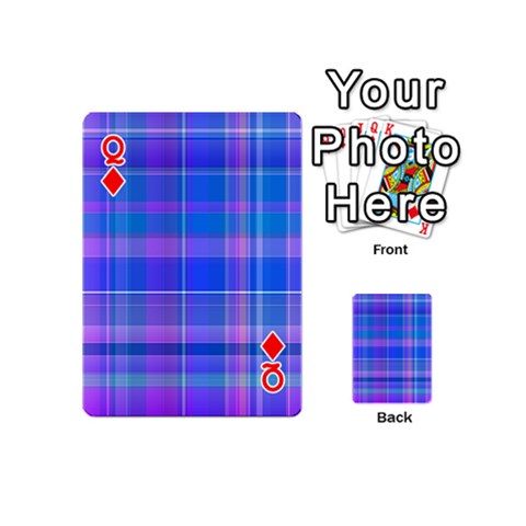 Queen Madras Plaid Blue Purple Playing Cards 54 Designs (Mini) from ArtsNow.com Front - DiamondQ