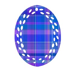 Madras Plaid Blue Purple Oval Filigree Ornament (Two Sides) from ArtsNow.com Front