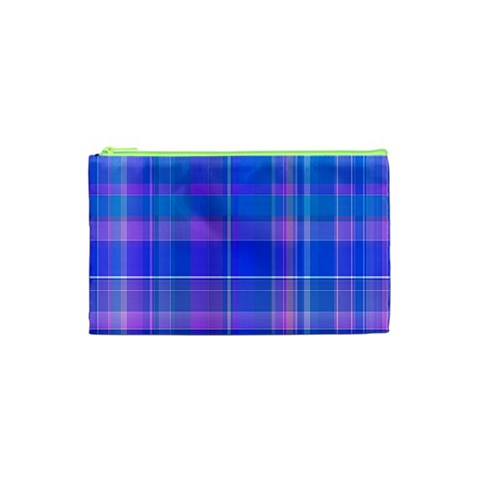 Madras Plaid Blue Purple Cosmetic Bag (XS) from ArtsNow.com Front