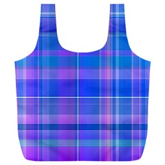 Madras Plaid Blue Purple Full Print Recycle Bag (XXL) from ArtsNow.com Front