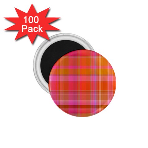 Pink Orange Madras Plaid 1.75  Magnets (100 pack)  from ArtsNow.com Front