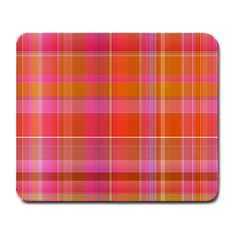 Pink Orange Madras Plaid Large Mousepads from ArtsNow.com Front