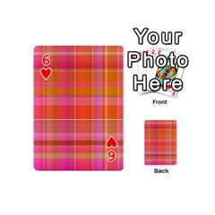 Pink Orange Madras Plaid Playing Cards 54 Designs (Mini) from ArtsNow.com Front - Heart6