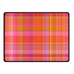 Pink Orange Madras Plaid Double Sided Fleece Blanket (Small)  from ArtsNow.com 45 x34  Blanket Back