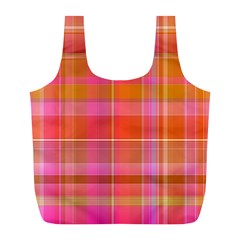 Pink Orange Madras Plaid Full Print Recycle Bag (L) from ArtsNow.com Back