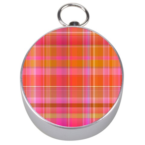 Pink Orange Madras Plaid Silver Compasses from ArtsNow.com Front