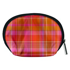 Pink Orange Madras Plaid Accessory Pouch (Medium) from ArtsNow.com Back